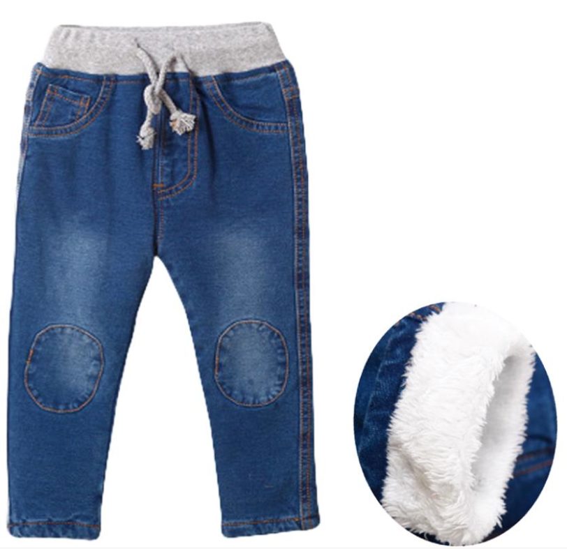 2019 New Baby Boys Clothing High Quality Thicken Winter Warm Cashmere Jeans Boys Wild Little Feet 2