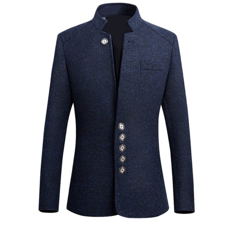 2020 Mens Vintage Blazer Coats Chinese Style Business Dress Blazers Casual Stand Collar Jackets Male Slim-Fit Suit Jacket - Image 3