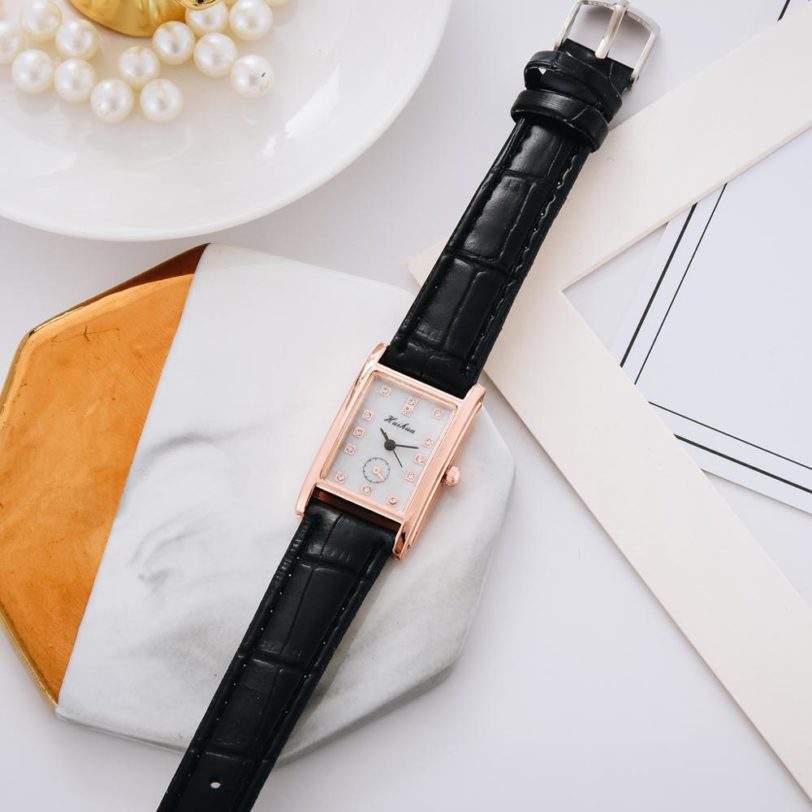 2020 New Watches Women Square Rose Gold Wrist Watches Red Leather Fashion Brand Watches Female Ladies Quartz Clock montre femme - Image 5