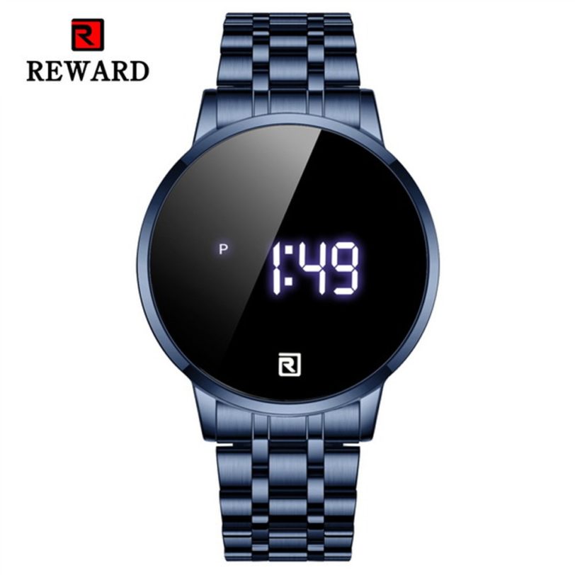 2020 Reward Fashion Men Watches Waterproof Touch Screen Date Sport steel belt Hours Men Wrist Black Watch Reloj hombre gifts - Image 2