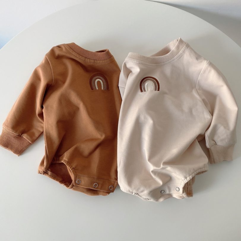 2021 Autumn Newborn Baby Boys Girls Clothes Baby Rainbow Bodysuit Cotton Long Sleeve Baby Jumpsuit Cute Lovely Baby Clothing - Image 2