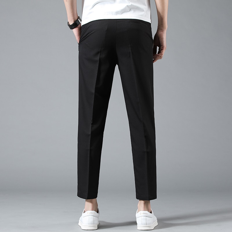 2021 Brand Ankle Length Pants Men High Quality Straight Fit Mens Business Joggers Suits Pant Khaki 1