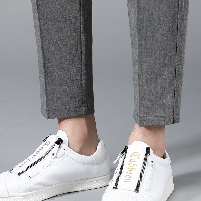 2021 Brand Ankle Length Pants Men High Quality Straight Fit Mens Business Joggers Suits Pant Khaki 3