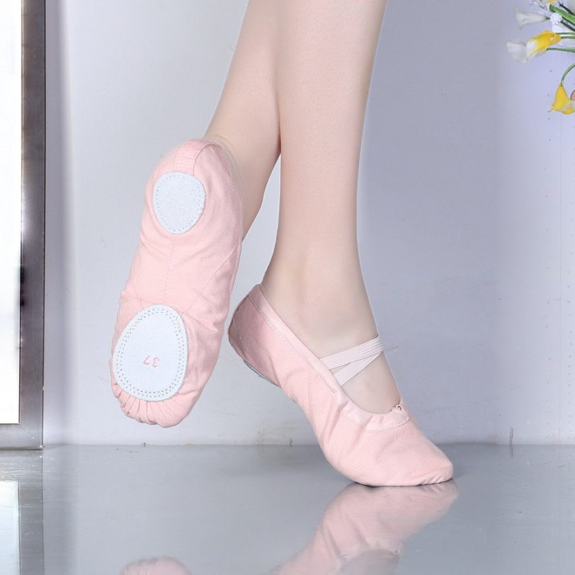 2021 Canvas Ballet Flats Soft Balleria Dance Shoe For Women Split Cow Leather Outsoles Gym Yoga Sport Shoes Girls Toe - Image 3