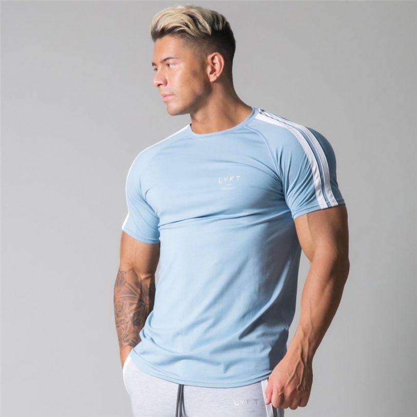 2021 Gyms Clothing fitness Running t shirt men O-neck t-shirt cotton bodybuilding Sport shirts tops gym men training t shirt - Image 2