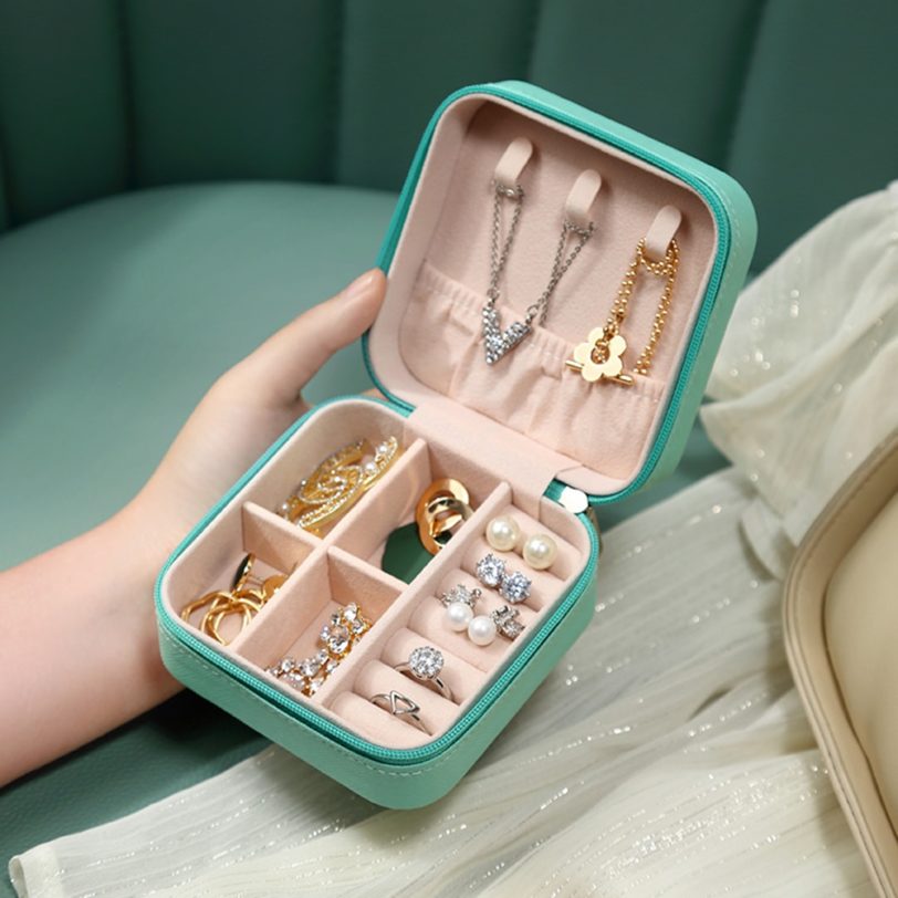 2021 Jewelry Organizer Display Travel Jewelry Case Boxes Travel Portable Jewelry Box Leather Storage Organizer Earring Holder - Image 3