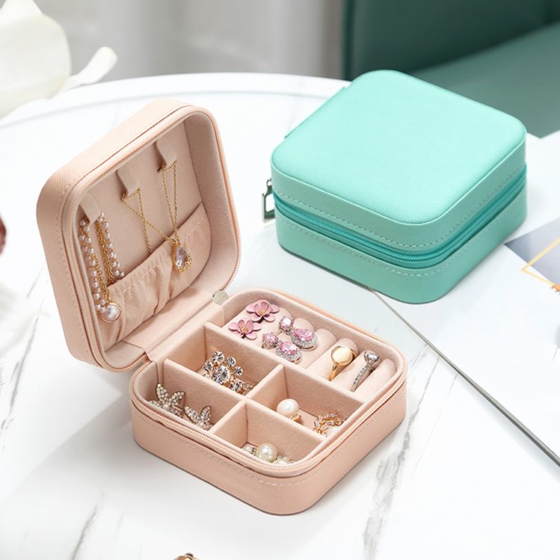 2021 Jewelry Organizer Display Travel Jewelry Case Boxes Travel Portable Jewelry Box Leather Storage Organizer Earring Holder - Image 4