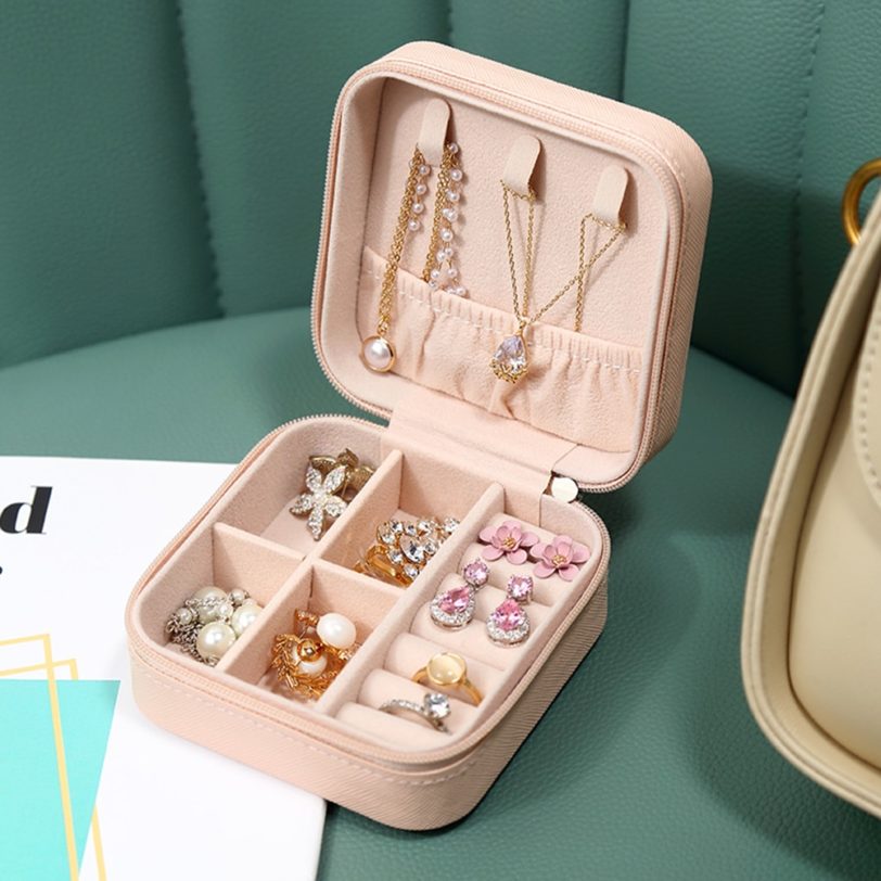 2021 Jewelry Organizer Display Travel Jewelry Case Boxes Travel Portable Jewelry Box Leather Storage Organizer Earring Holder - Image 5