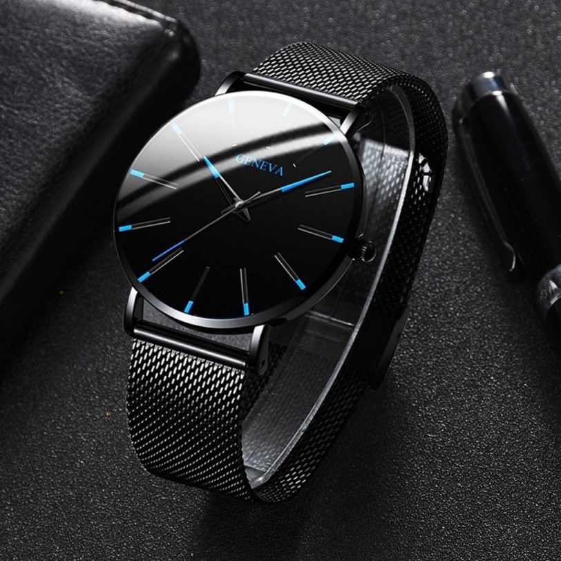 2021 Minimalist Men's Fashion Ultra Thin Watches Simple Men Business Stainless Steel Mesh Belt Quartz Watch relojes modernos - Image 4