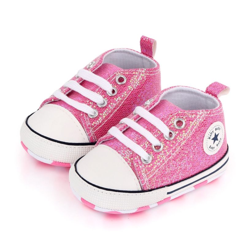 2021 Newborn Sequined Canvas Baby Sneakers Baby Shoes Baby Boys Girls Shoes Baby Toddler Shoes Soft Sole Non-slip Baby Shoes - Image 3