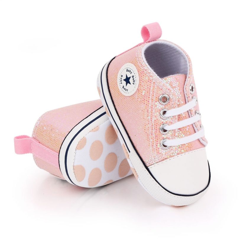 2021 Newborn Sequined Canvas Baby Sneakers Baby Shoes Baby Boys Girls Shoes Baby Toddler Shoes Soft Sole Non-slip Baby Shoes - Image 4