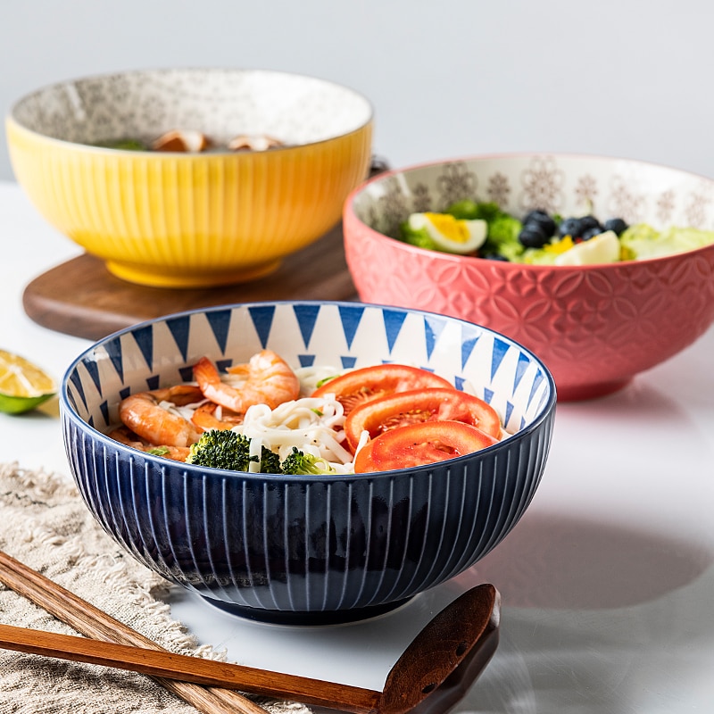 2021 Nordic New Home Kitchen Ceramic Bowl Household Large Noodle Bowl 8 Inch Salad Bowl Boiled