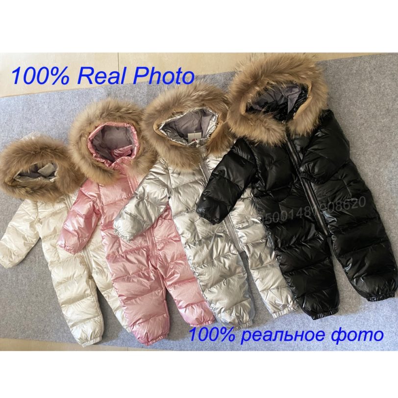 2021 Russian Winter Children Down Jacket Boys Thick Ski Suit Girls Duck Down Jumpsuit Snowsuit Kids Overalls New Year Coat 1-3Y - Image 6