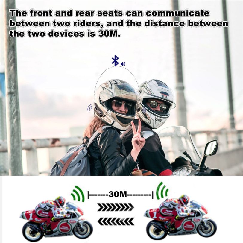 2Pcs E1 for 2 Rider Bluetooth Motorcycle Helmet Intercom Headsets,Bt Wireless Communication Intercomunicadores Motorbike Music - Image 2