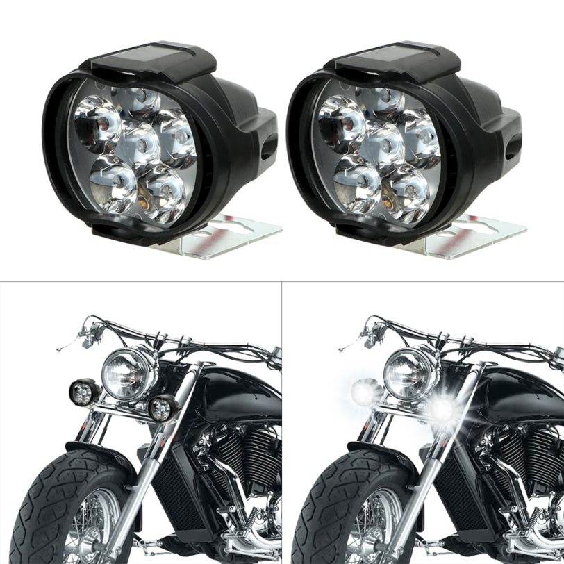 2Pcs Motorcycles Headlight 6500k White Super Bright 6 LED Working Spot Light Motorbike Fog Lamp 1200LM LED Scooters Spotlight - Image 4