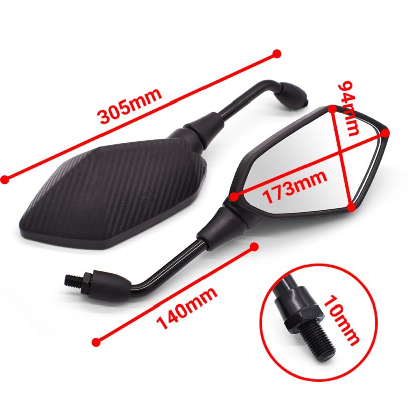 2Pcs/Pair Motorcycle Mirror Carbon Fiber White Glass Rearview Mirrors For Ducati 998 Honda CB190R VT1100 GROM MSX125 300 - Image 5