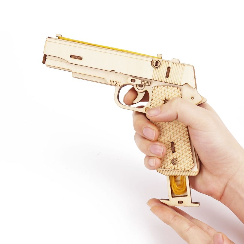 3 Kinds Rubber Band Gun Toy Revolver M1911 C96 Assembly Model 3D Wooden Puzzle Pistol Handgun DIY For Boys Shooting Gift - Image 5