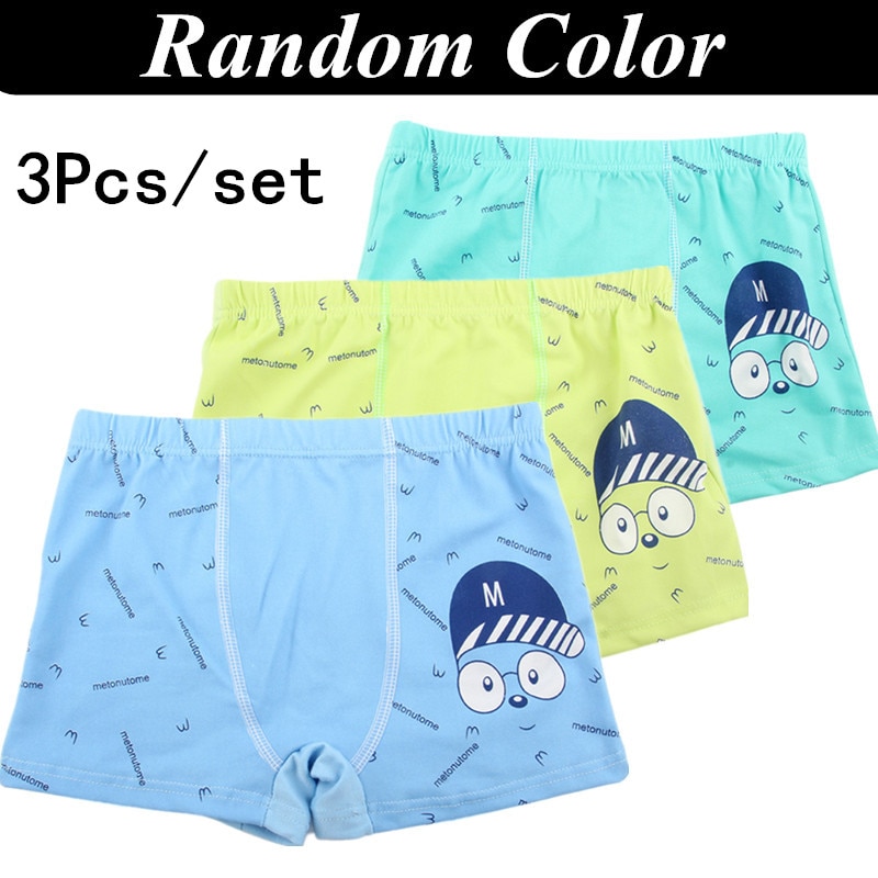 3PCS Set L XXL Random Children s Boxer Underwear Cotton Cartoon Letter Printing Suitable For 3 1