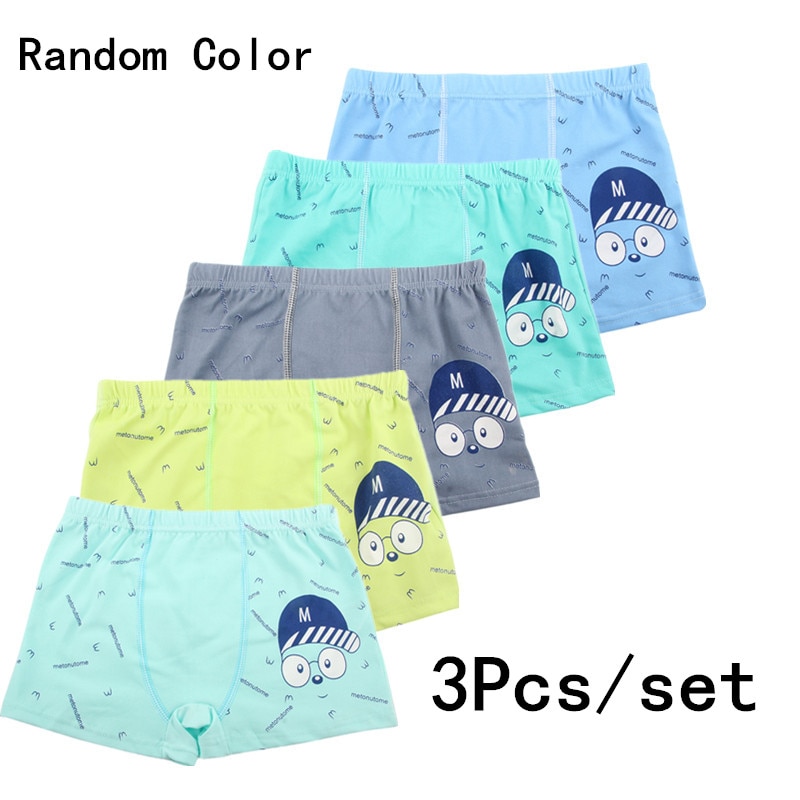 3PCS Set L XXL Random Children s Boxer Underwear Cotton Cartoon Letter Printing Suitable For 3 3