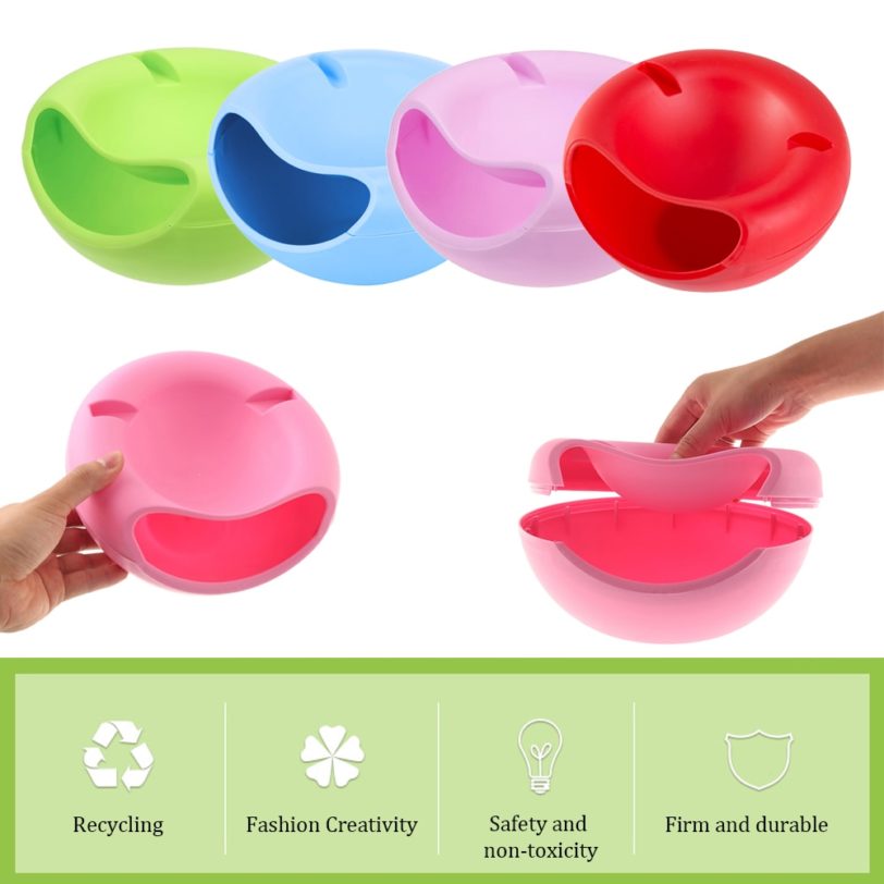 4 Colors Double Lazy Snack Bowl Plastic Snack Storage Box Bowl Fruit Bowl Phone Stand Chasing Artifact - Image 2