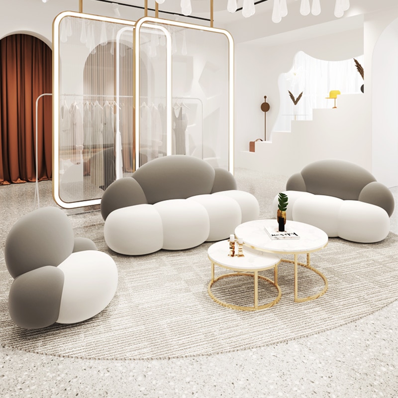 4 Pcs Sofas Tables Set Customize Tricolor Creativity Cloud Shape Sofa Luxury Design Home Furniture Hotel 1