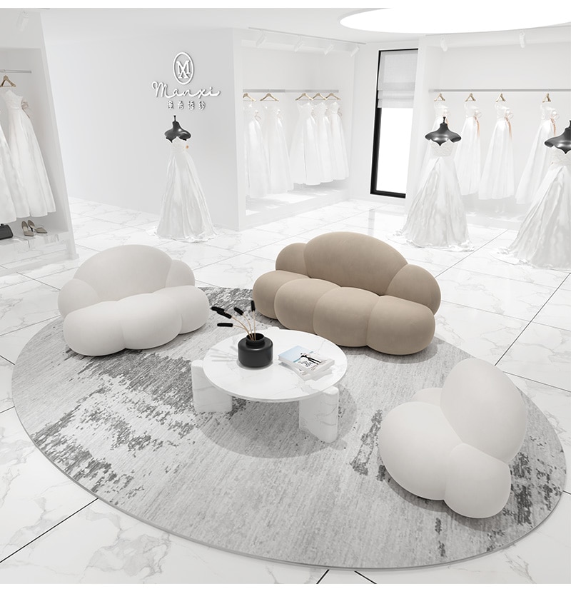 4 Pcs Sofas Tables Set Customize Tricolor Creativity Cloud Shape Sofa Luxury Design Home Furniture Hotel 2