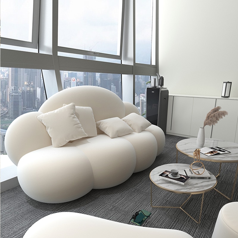 4 Pcs Sofas Tables Set Customize Tricolor Creativity Cloud Shape Sofa Luxury Design Home Furniture Hotel 3