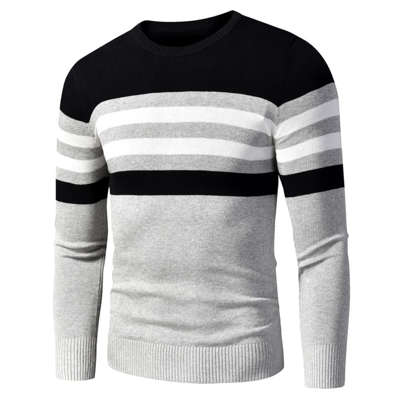 4XL Men 2020 Autumn New Casual Striped Thick Fleece Cotton Sweater Pullovers Men Outfit Fashion Vintage O-Neck Coat Sweater Men - Image 3