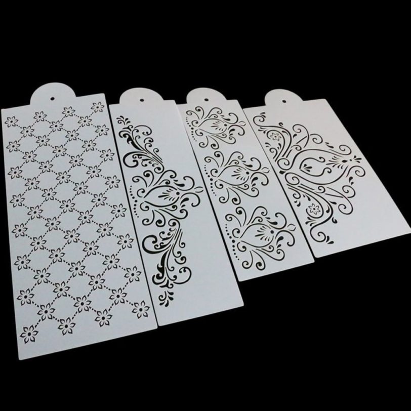 4pcs/set Plastic Cake Stencil Template Mold Princess Lace Flower Cupcake Cookie Bakeware Fondant Cake Decoration Tools - Image 5