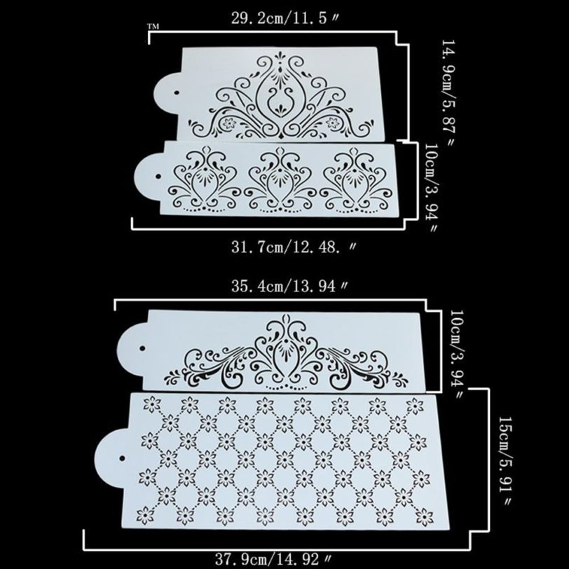 4pcs/set Plastic Cake Stencil Template Mold Princess Lace Flower Cupcake Cookie Bakeware Fondant Cake Decoration Tools - Image 6