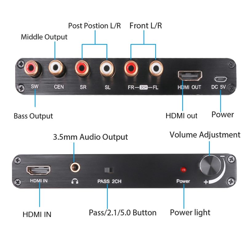 5.1CH 4K 3D HDMI-compatible Audio Extractor Decode Coaxial to RCA AC3/DST to 5.1 Amplifier Analog Converter for PS4 DVD Player - Image 2