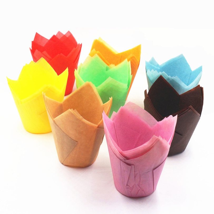 50pcs Greaseproof Paper Tray Cupcake Liners Cupcake Paper Tulip Baking Cups for Baking Paper Cake Cups Bakeware Pastry Tools - Image 2