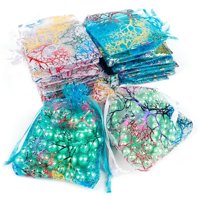 50pcs/lot 7x9cm 9x12cm 10x15cm Colorful Organza Bags Jewelry Packaging Bags Wedding Favor Gift Bags Drawstring Pouches - Image 2