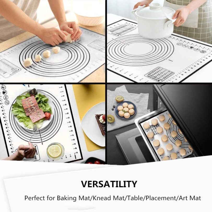 60 40CM Non Stick Silicone Baking Mat Sheet Glass Fiber Rolling Dough Mat with Scale Kitchen 2