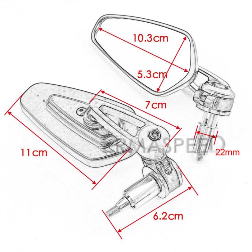 7/8" 22mm Motorcycle Mirrors Handlebar Bar End Mirror Blue Glass CNC Aluminum Motorbike Scooter E-bike Side Mirrors Accessories - Image 6