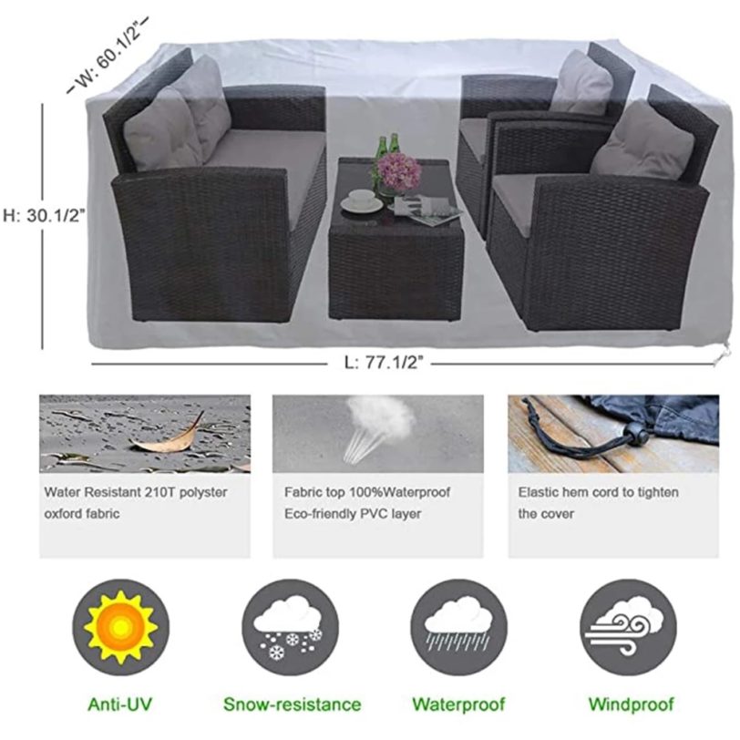 72 Sizes Outdoor Patio Garden Black Furniture Waterproof Covers Rain Snow Chair covers Sofa Table Chair Dust Proof Cover - Image 6