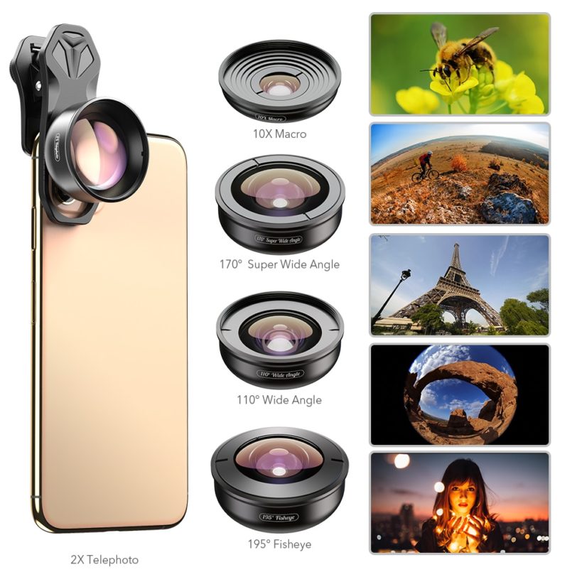 APEXEL 4K Lens Kit 5 in 1 Camera Portrait Wide Macro Lens Super Fisheye Lens CPL Filter for Mobile iPhone Samsung all cellphones - Image 2