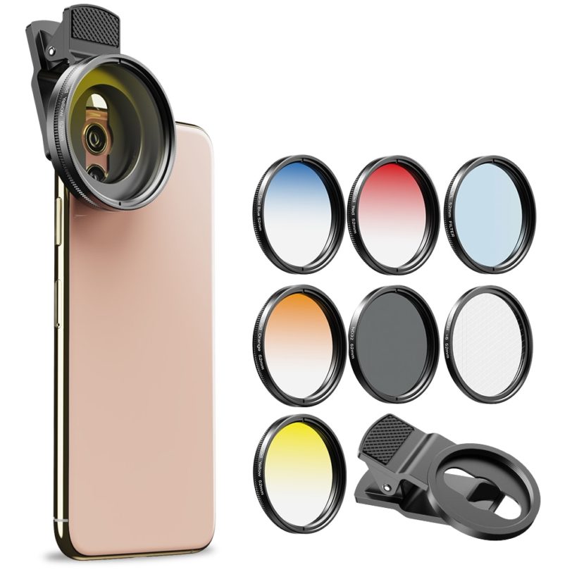 APEXEL 52mm 7in1 Gradual Filter Lens Kit CPL Star Gradient Red Yellow Blue Camera Filters Phone Lens For all smartphones 52UV-G - Image 4