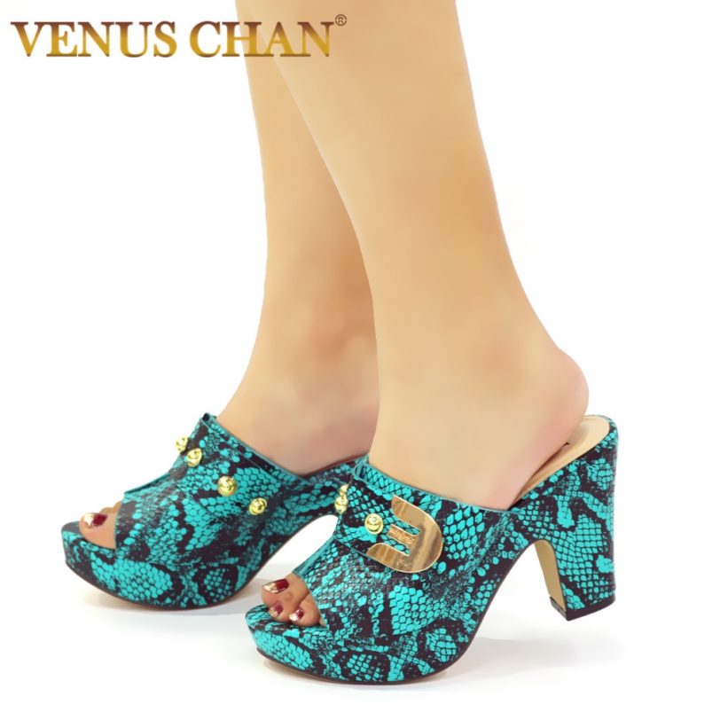 African Party Shoe Decorated with Rhinestone Elegant Fashion Casual Shoes Women Sandals Plus Size 2020 Summer Woman Slippers - Image 4