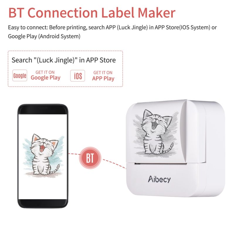 Aibecy Mini All in One Thermal Printer Portable Photo Printing Machine 203DPI Wireless BT Connection for 1