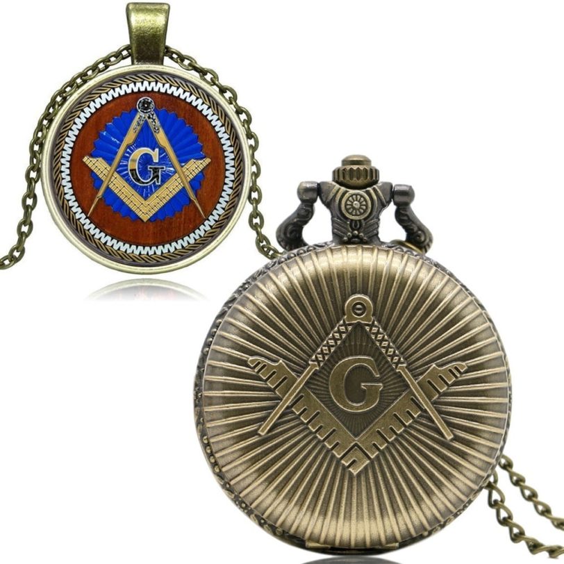 Antique Bronze Masonic Quartz Watch Trendy Mason Pocket Watches Pendant Give For Freemasons - Image 5