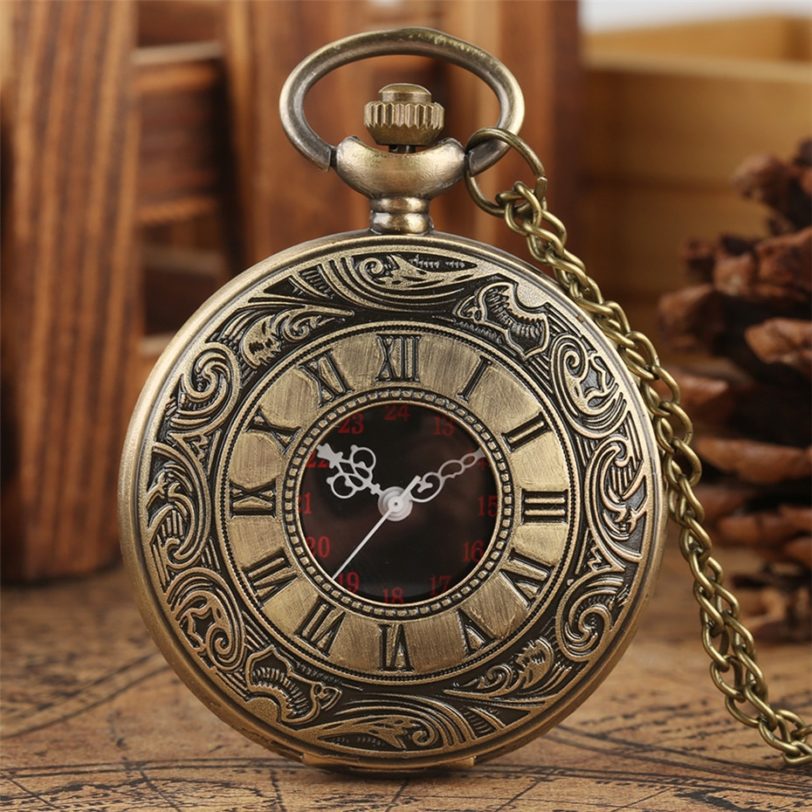 Antique Retro Roman Numeral Display Quartz Pocket Watch Fashion Silver Gold Necklace Pendant Clock Christmas Gifts for Men Women - Image 3