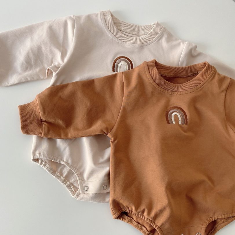 Autumn Newborn Baby Boys Girls Clothes Embroidery Rainbow Bodysuit Cotton Long Sleeve Baby Jumpsuit Cute Lovely Baby Clothing - Image 2