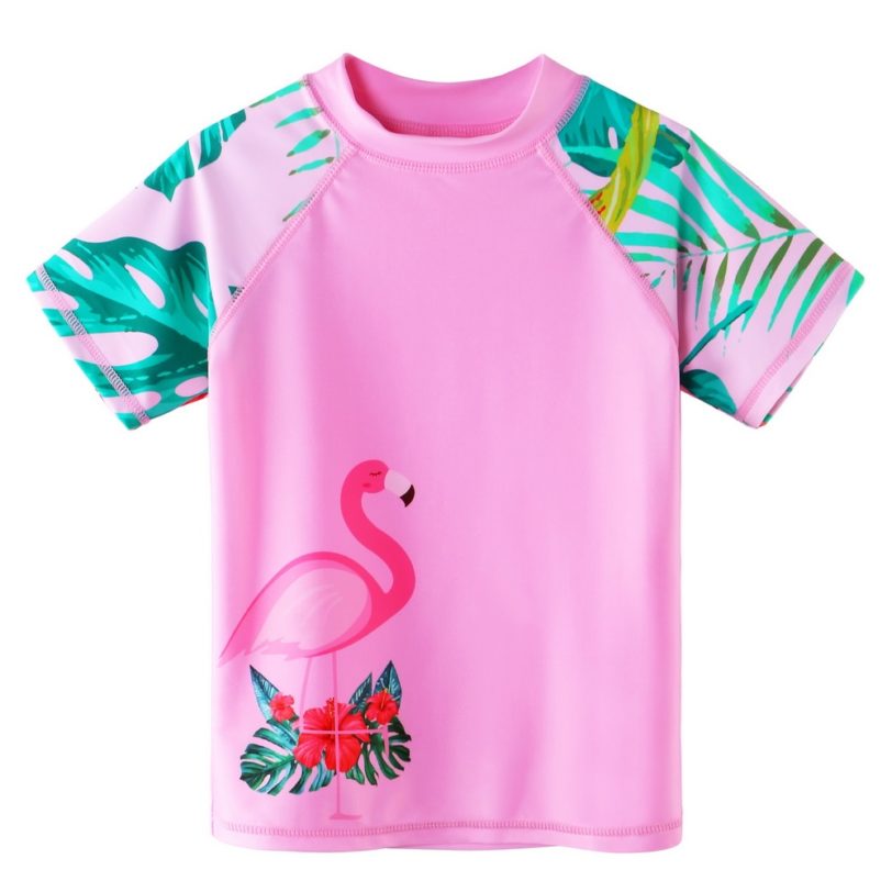 BAOHULU Children Flamingo Print Swimsuit Two Piece Set Tankini UPF 50 UV Protective Swimwear Children Water Sport Rash Guard - Image 2