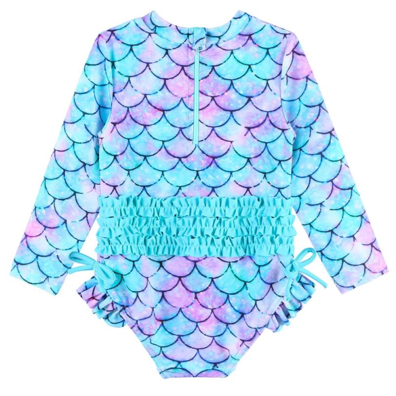 BAOHULU Cute Toddler Baby Girl Swimwear Long Sleeve UPF50 Infant Bathing Suits Bright Ruffle Swimsuit Kids One Piece Beachwear - Image 2