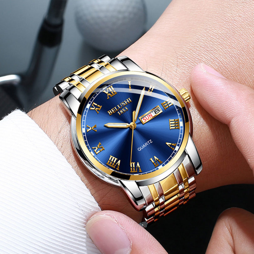 BELUSHI Business Mens Watches Famous Brand Luxury Big Dial Male Watch Waterproof Quartz Gold Watch Men montre homme 2021 - Image 2