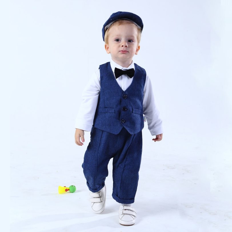 Baby Boy Gentleman Outfit Infant Birthday Party Clothing Set Toddler Baptism Formal Suit Newborn Christening Romper - Image 2