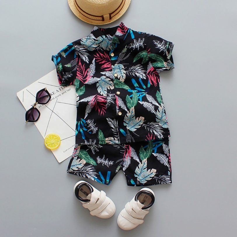 Baby Boys Floral Printed Clothes Set Summer Short Sleeve Shirt Top Pants 2Pcs Gentelman 1 2 3 4 5 Year Kids Holiday Beach Outfit - Image 2