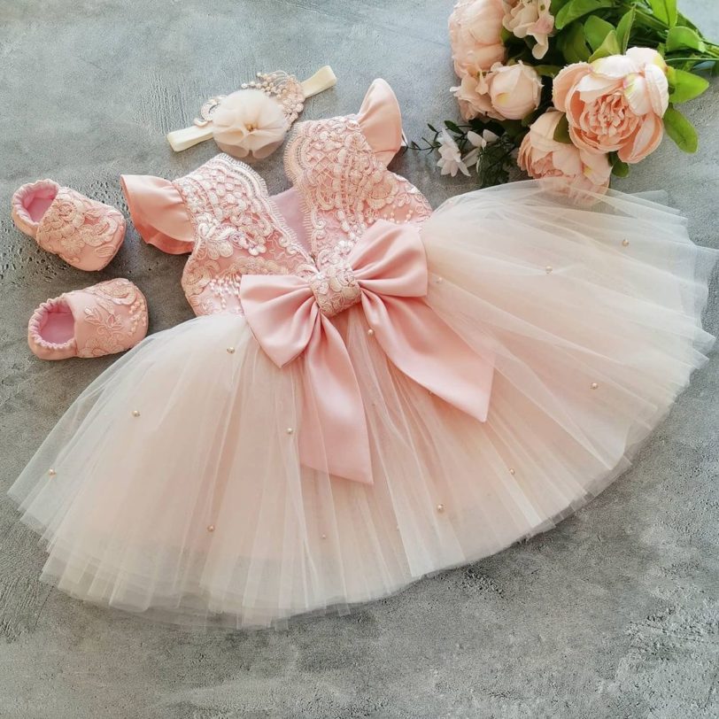 Baby Girl Dress Cute Bow Newborn Princess Dresses for Baby 1 Year Birthday Dress Toddler Infant Party Dress Christening Gown - Image 2