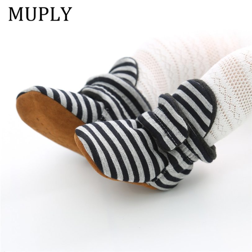 Baby Shoes For NewBorn Baby Boys Girls Stripe Toddler First Walkers Booties Cotton Comfort Soft Anti-slip Infant Warm Boots - Image 2